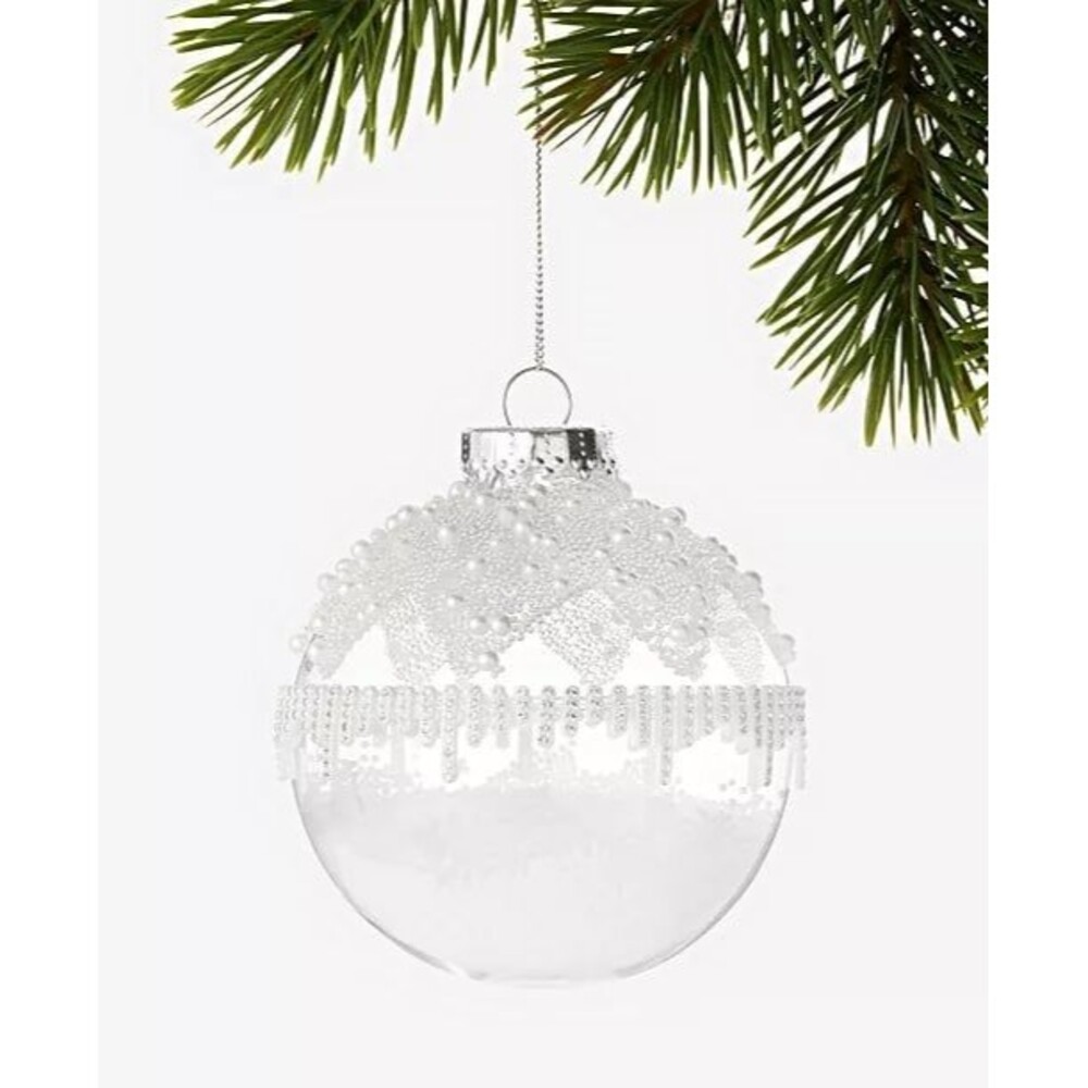 Macy’s Holiday Lane Iced Delight Silver Ball Ornament